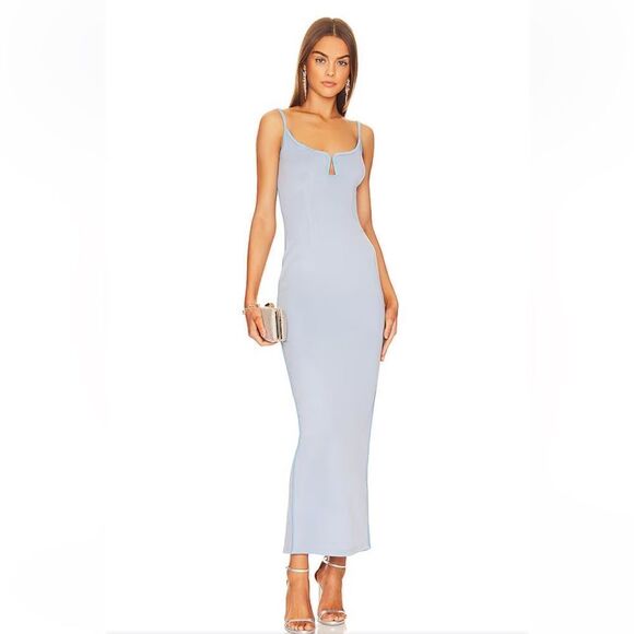 Superdown Ruby Maxi Dress pale blue bustier stretch slip Revolve NWT Sz M - Picture 4 of 11